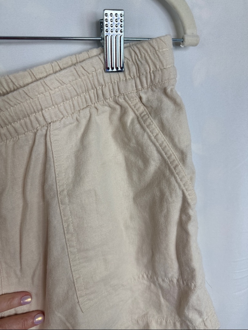 J. Crew Cream Drawstring Linen-Blend Casual Athletic Shorts - Picture 3 of 4